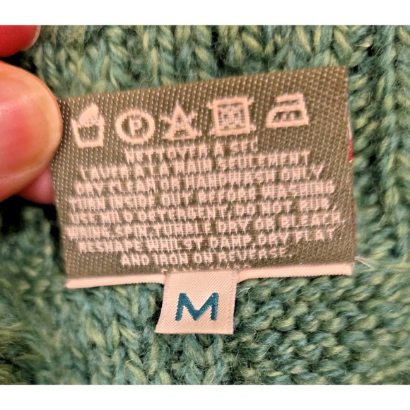 Vintage Carraig Donn Women’s Medium Green 100% Merino Wool Ireland Knit Sweater - Picture 6 of 10